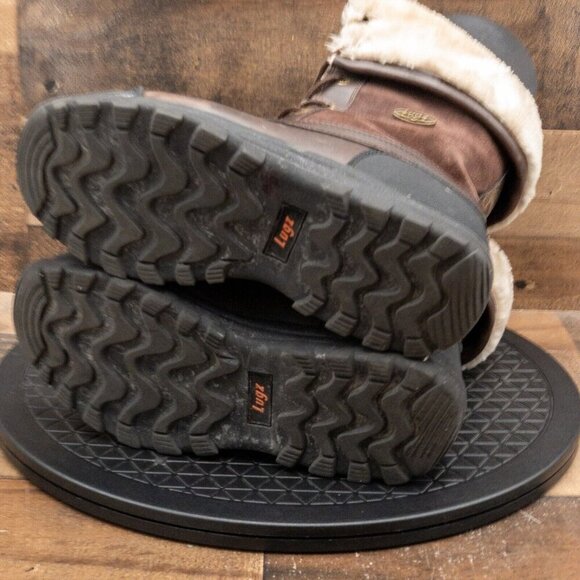 VINTAGE LUGZ TAMBORA WOMENS BOOTS RAIN SNOW BROWN LEATHER LACE UP LINED SIZE 9.5 - Picture 4 of 9